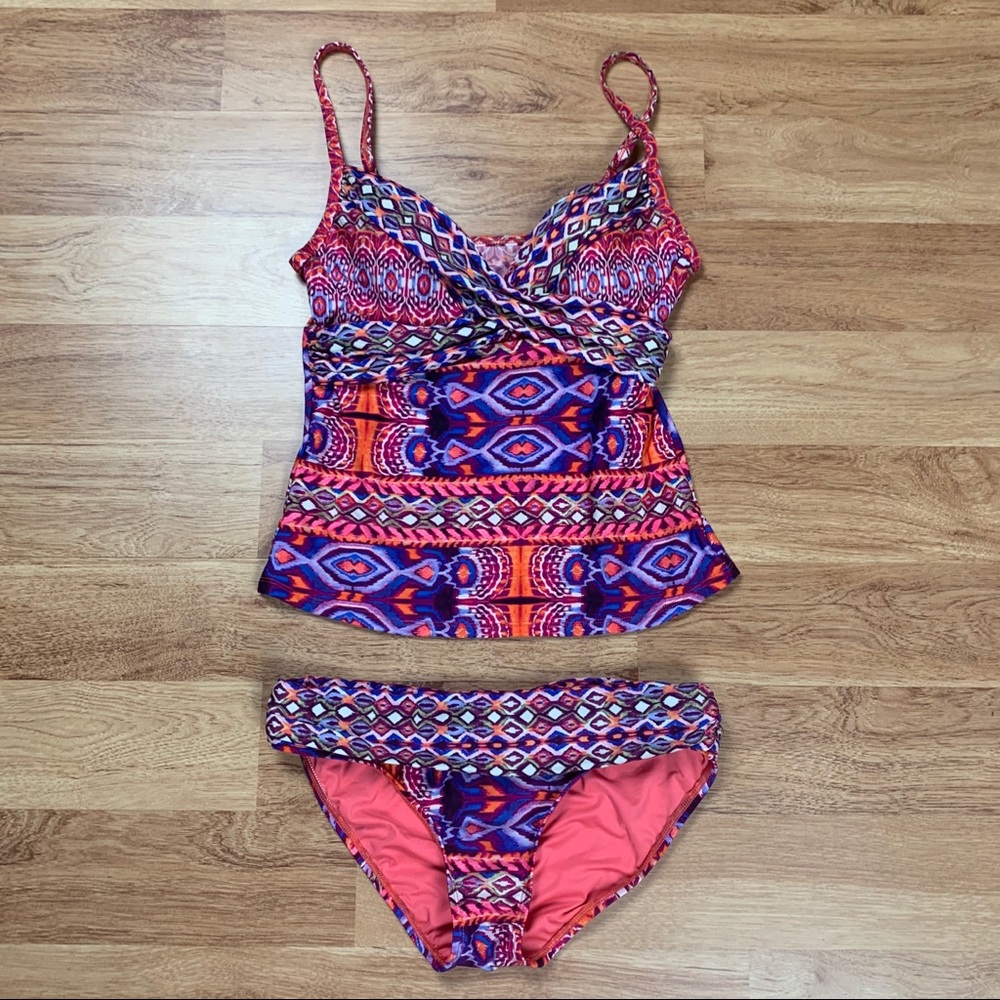 La Blanca Watercolor Tribal Print Tankini Bikini